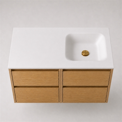 Corian baderomsbord 102 cm inkl. Type 7-servant, høyre, Glacier White