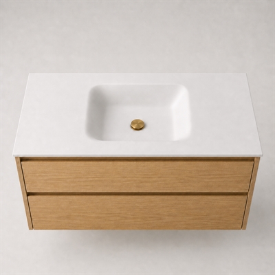 Corian baderomsbord 122 cm inkl. Lux-servant, Glacier White