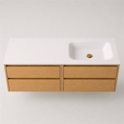 Corian baderomsbord 142 cm inkl. Lux-servant, høyre, Glacier White