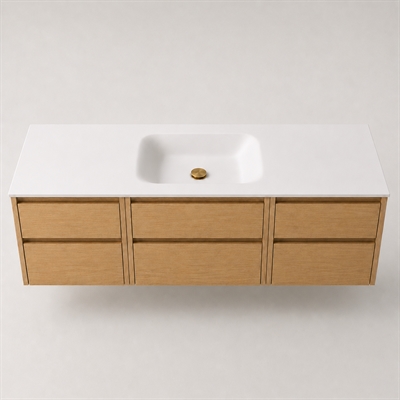 Corian baderomsbord 162 cm inkl. Lux-servant, Glacier White