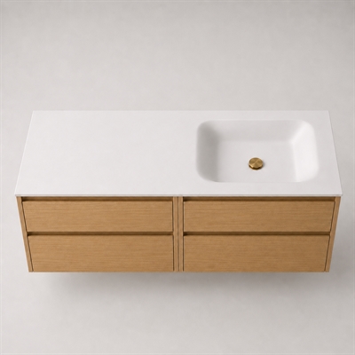Corian baderomsbord 162 cm inkl. Lux-servant, høyre, Glacier White