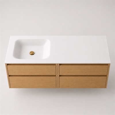 Corian baderomsbord 162 cm inkl. Lux-servant, venstre, Glacier White