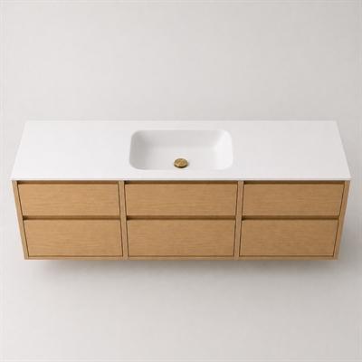 Corian baderomsbord 182 cm inkl. Lux-servant, Glacier White