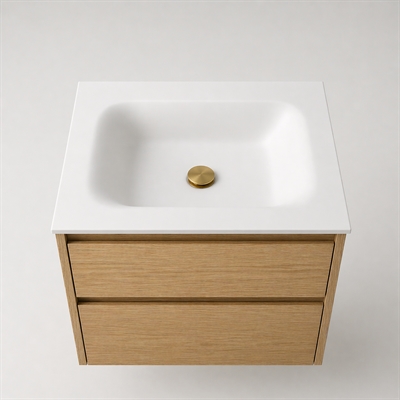 Corian baderomsbord 62 cm inkl. Lux-servant, Glacier White