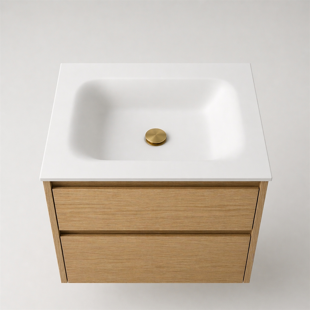Corian baderomsbord 62 cm inkl. Lux-servant, Glacier White